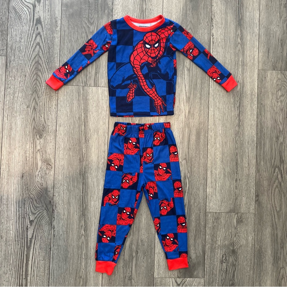 Marvel Spiderman Toddler Boy Long Sleeve Pant 2 Piece Pajama Set Red Blue 4T